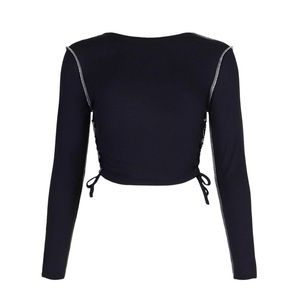 Contrast Seam Detail Ruched Side Rib Top